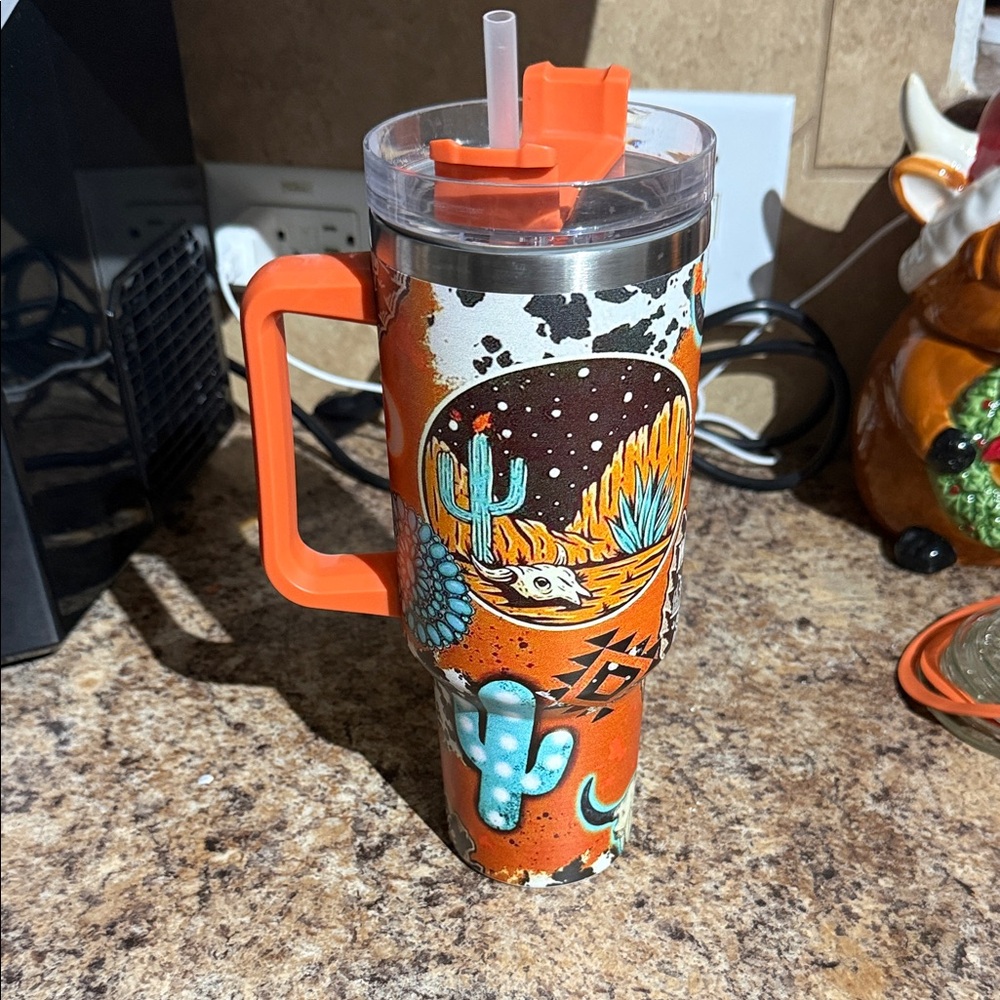 Colorful Cactus Tumbler with Straw